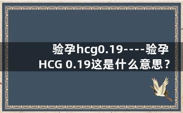 验孕hcg0.19----验孕HCG